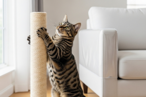Gato arranhando o sofá Guia completo para proteger seus móveis e satisfazer o instinto felino