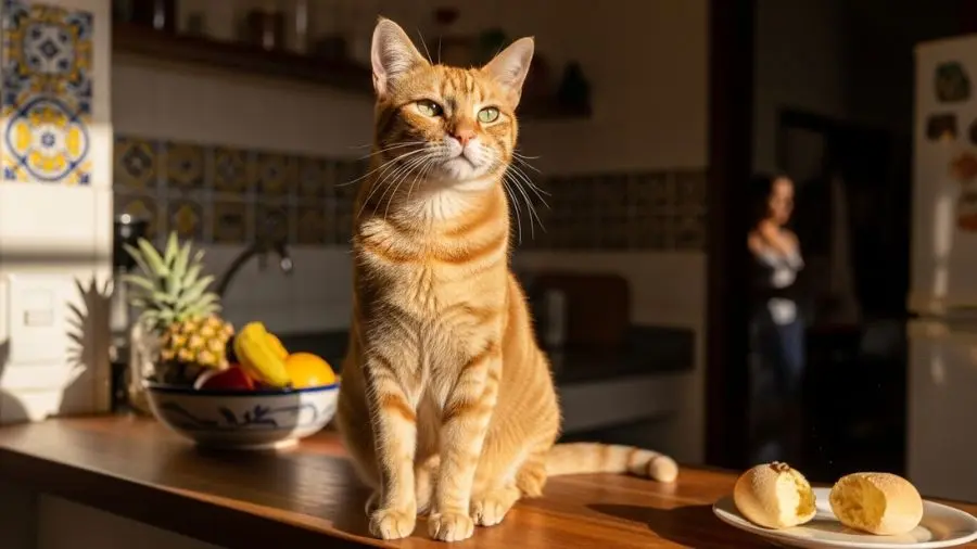 "Ele não está vendo fantasma. Provavelmente. O comportamento felino tem explicação — e é mais fascinante do que qualquer teoria sobrenatural. 👁️" -->