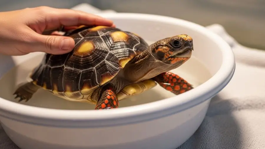 "Banho semanal em água morna: hidratação, estímulo à defecação e momento de observação da saúde do animal."