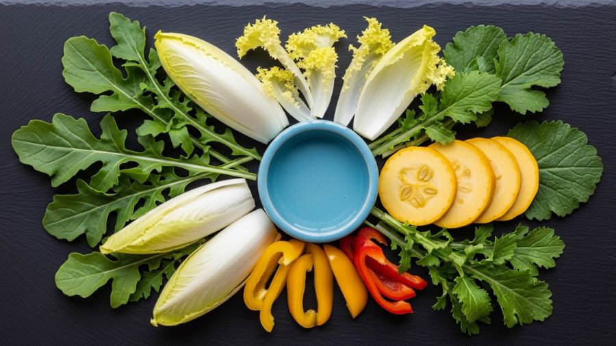 Vegetais seguros para dragão barbudo adulto: rúcula, almeirão, escarola, abóbora e pimentão — cardápio saudável para Pogona"