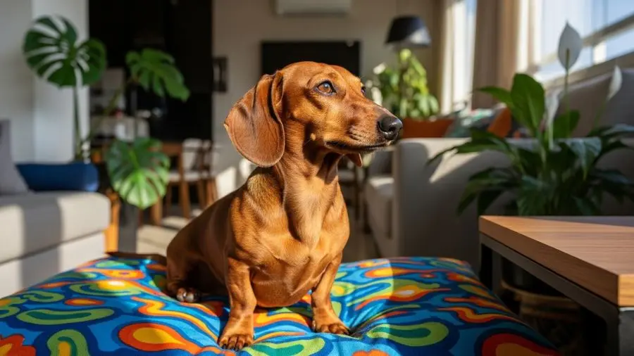 "O Tobi, dachshund da minha amiga Júlia. Três anos, pelagem curta castanha e expressão de quem sempre sabe mais do que você imagina." -->