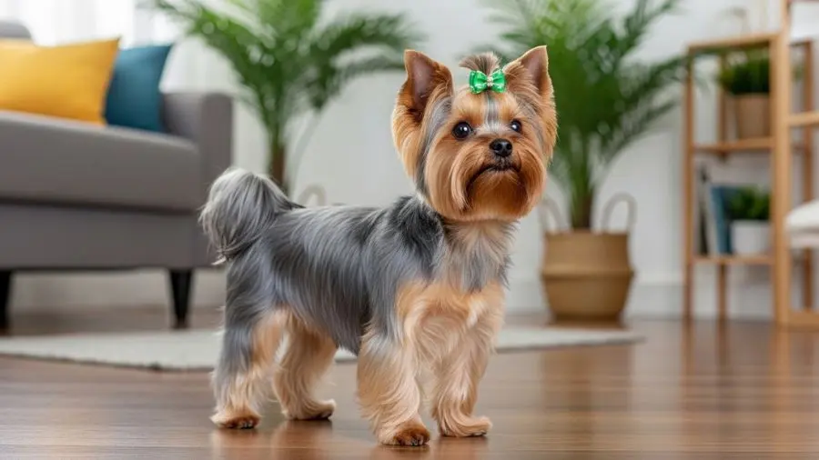 "O Pitoco, yorkshire terrier da minha colega Heloísa — dois anos, pelo longo bicolor e uma convicção absoluta de que o apartamento inteiro é território dele." -->