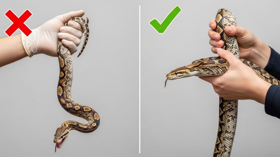 Deixar a serpente pendurada é altamente estressante — pequenos erros criam grandes problemas de comportamento.