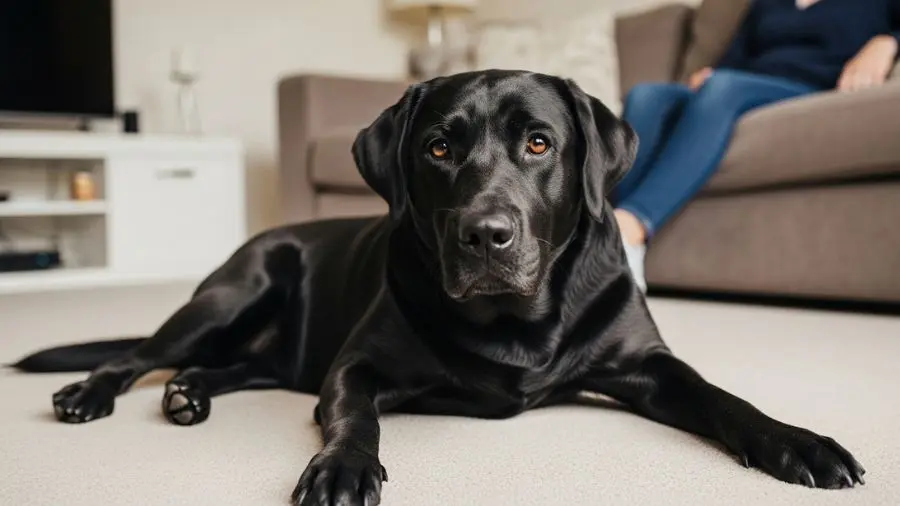 "Labrador adulto saudável em casa — resultado de rotina preventiva e cuidados adequados"