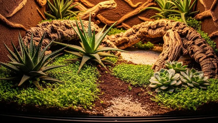 "Planta no terrário não é decoração. É função — umidade, estímulo visual, cobertura de solo e, às vezes, alimento."