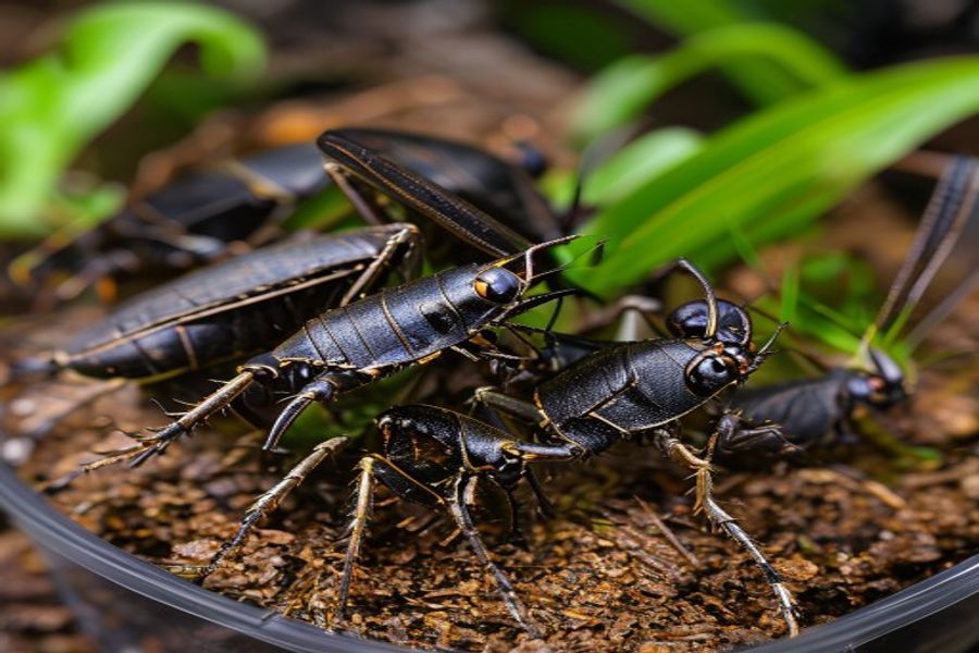 Grilos e gafanhotos - presas vivas para alimentação de tarântulas como pets