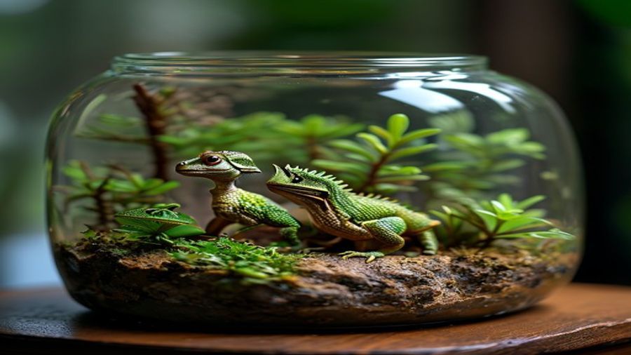 Foto de um terrário para Anolis Verde Americano