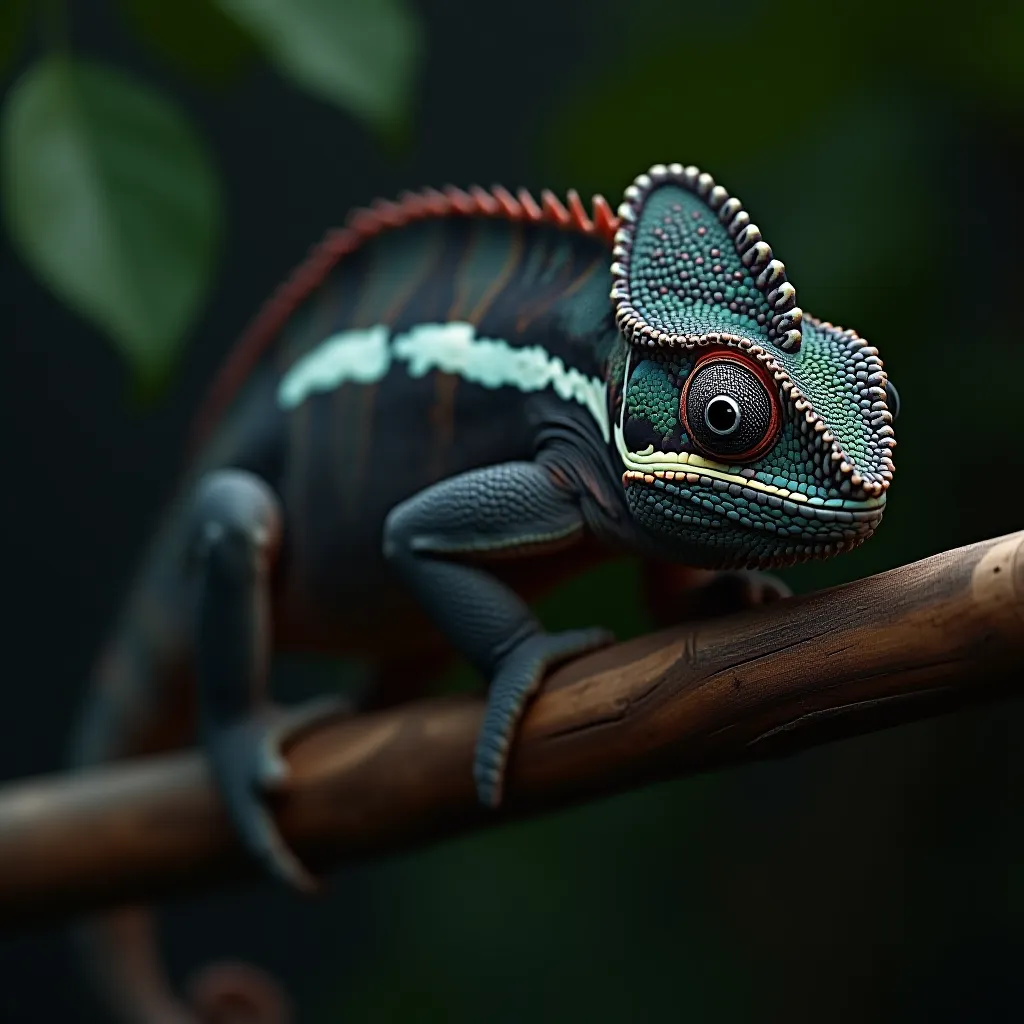 Camaleão-velado com coloração escura — sinal de stress ou doença