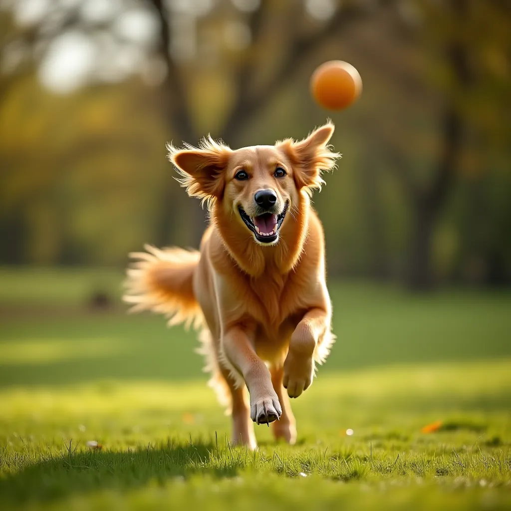 Golden Retriever correndo para apanhar frisbee