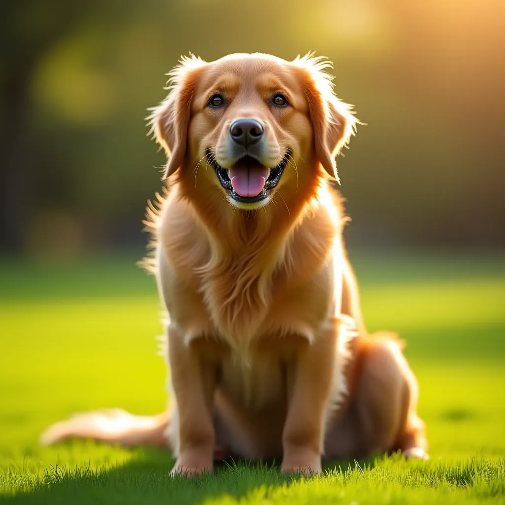 Golden Retriever adulto em parque ensolarado
