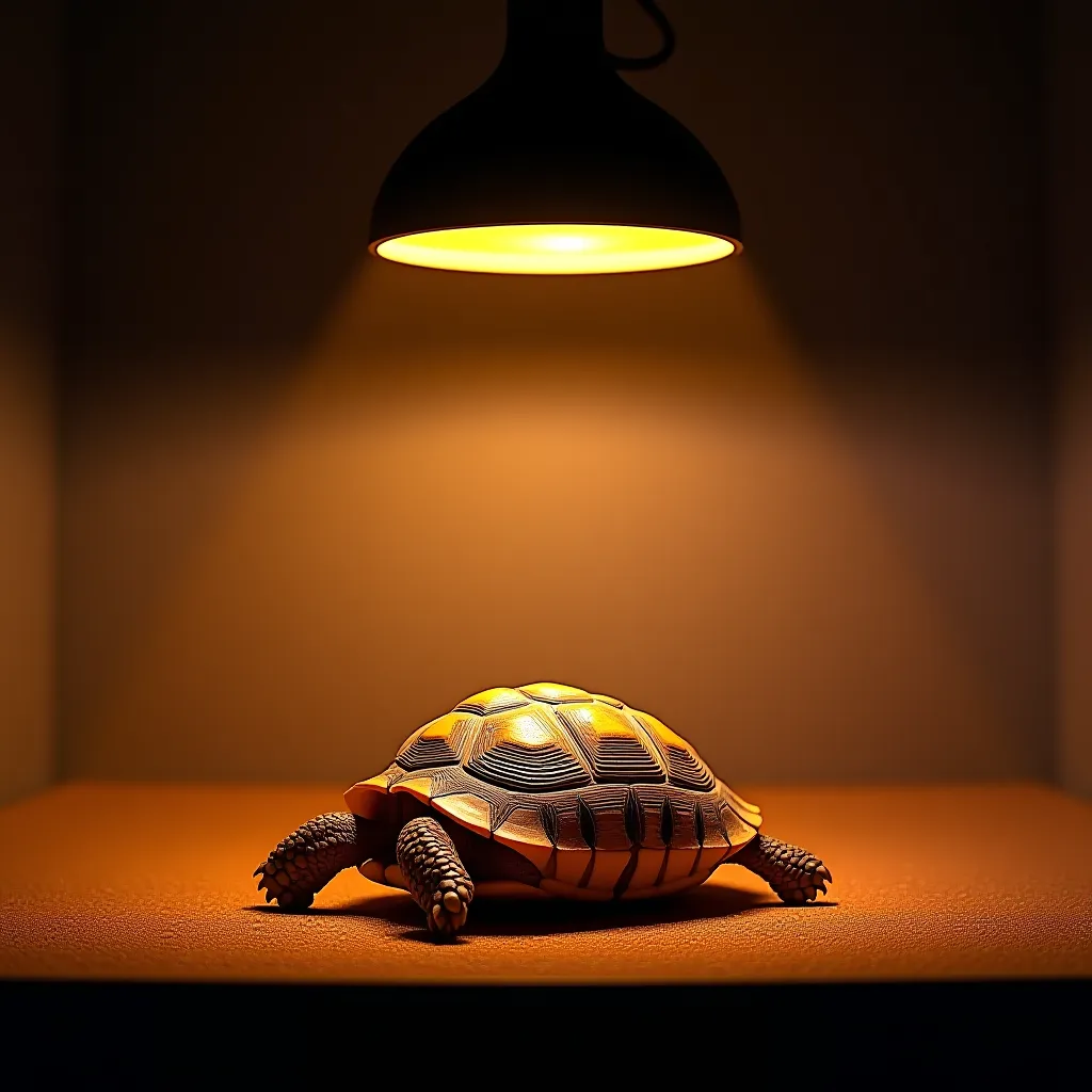 Lampada UVB e calor posicionadas sobre terrario de jabuti