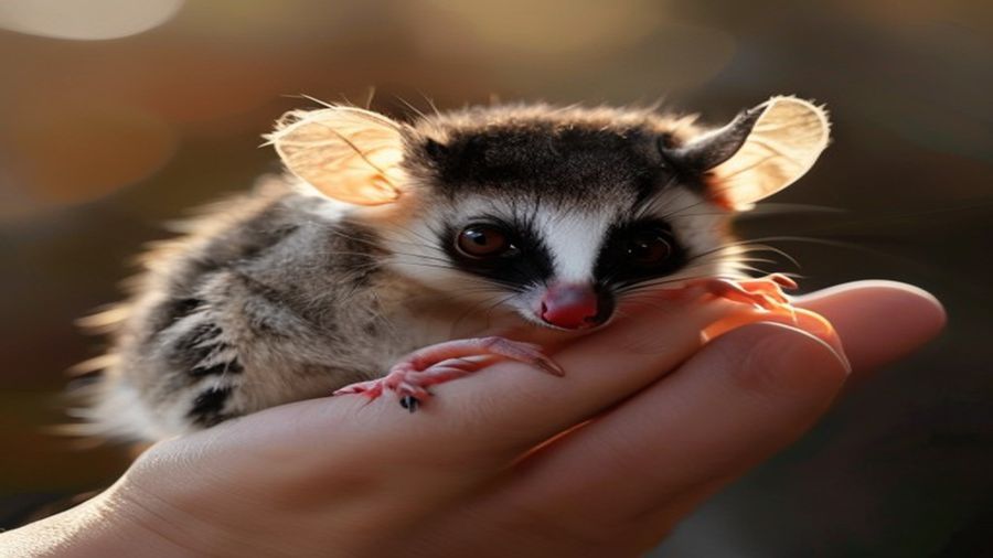 Tutor criando vínculo com sugar glider durante processo de socialização e domesticação