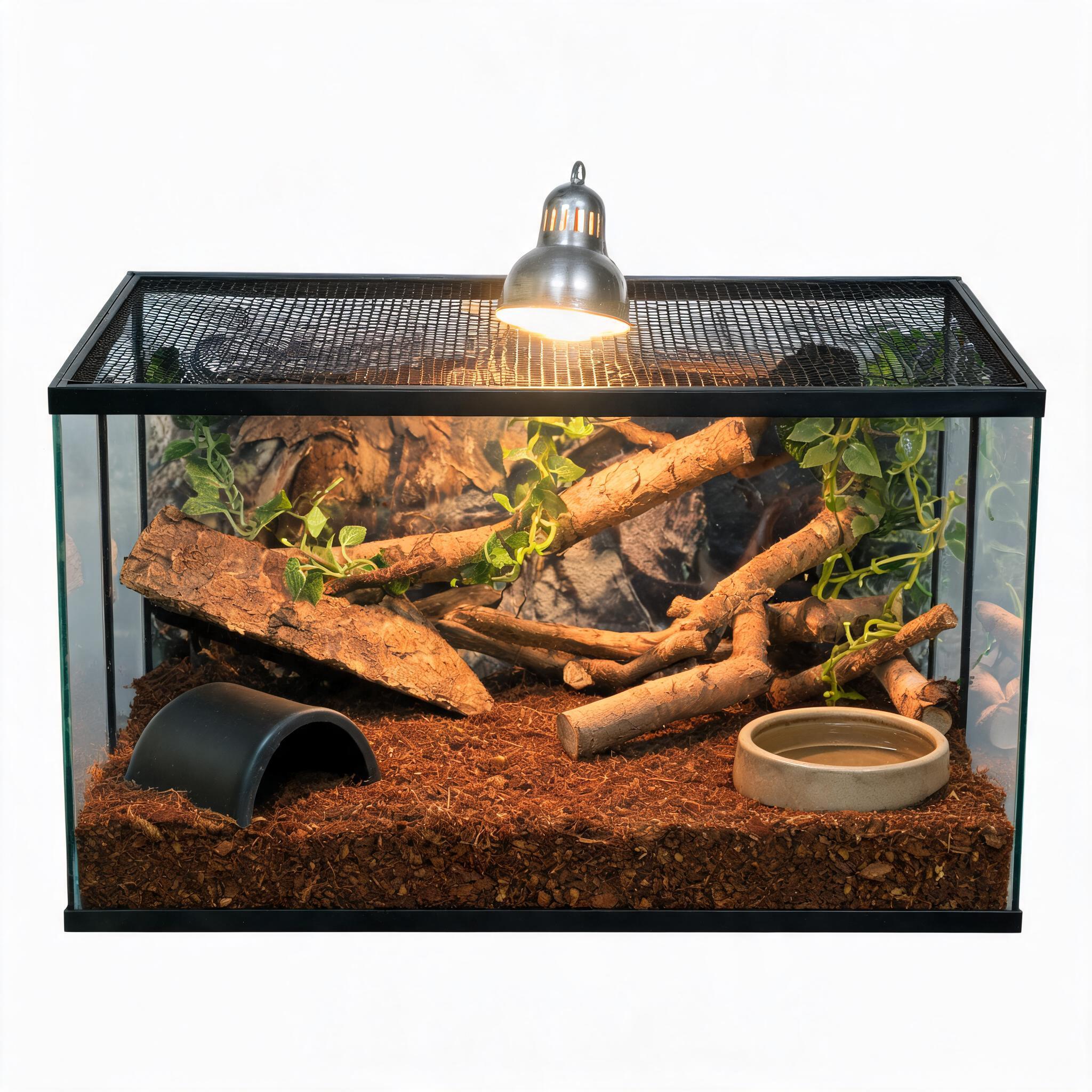snake terrarium setup heating lighting