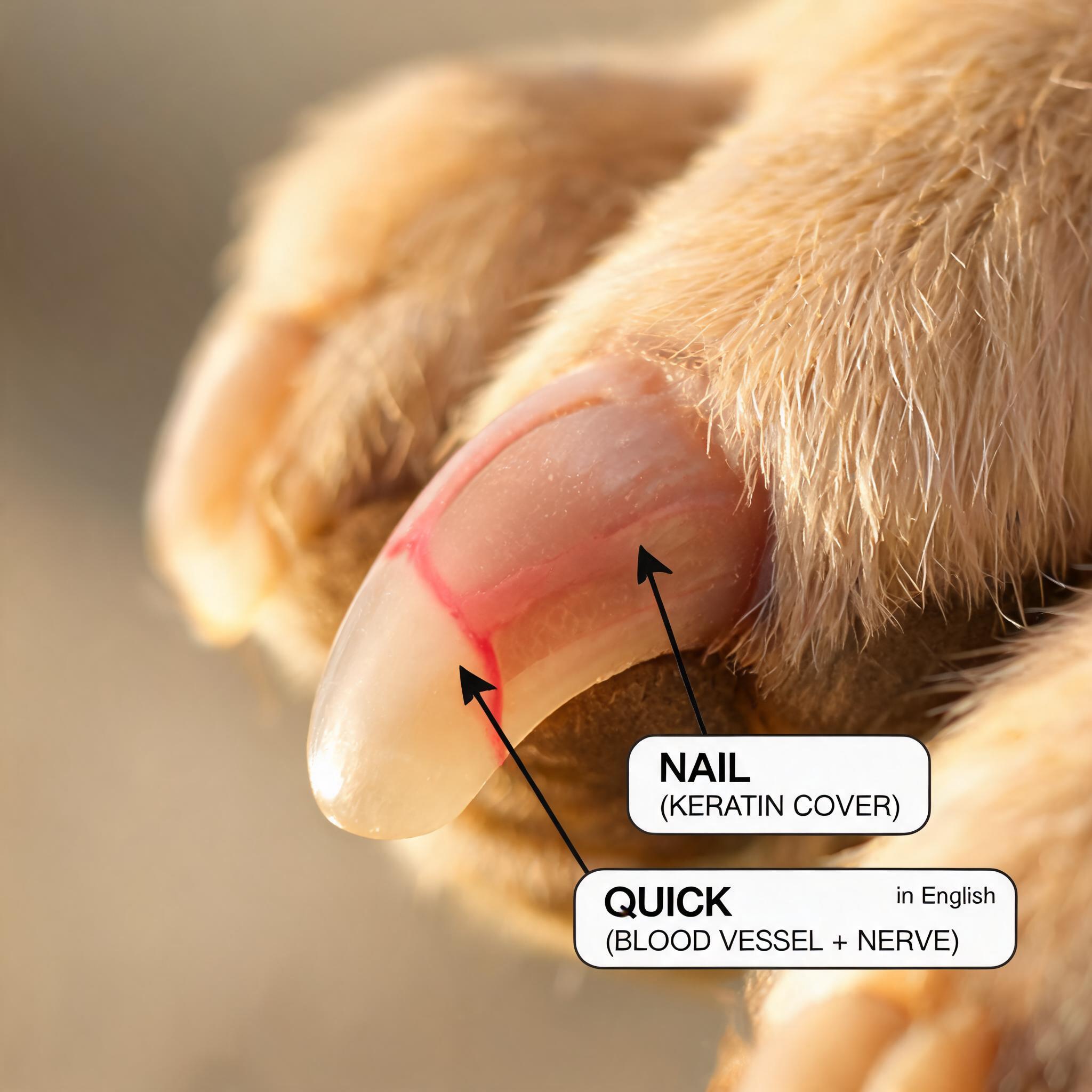 dog nail anatomy quick pink area