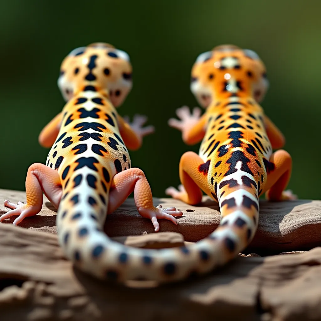 Comparação cauda saudável vs cauda fina em gecko leopardo — referência visual
