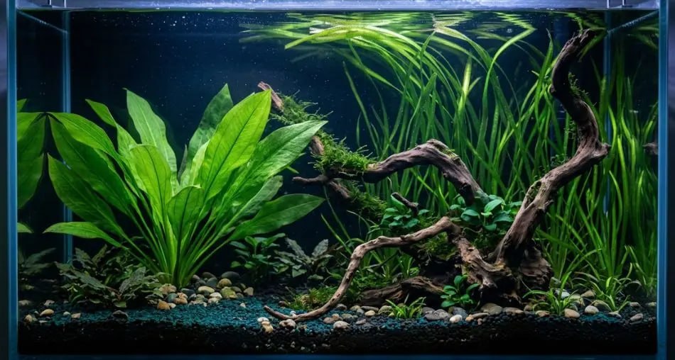 Acara-disco alimentando-se na superficie da agua com cores vibrantes