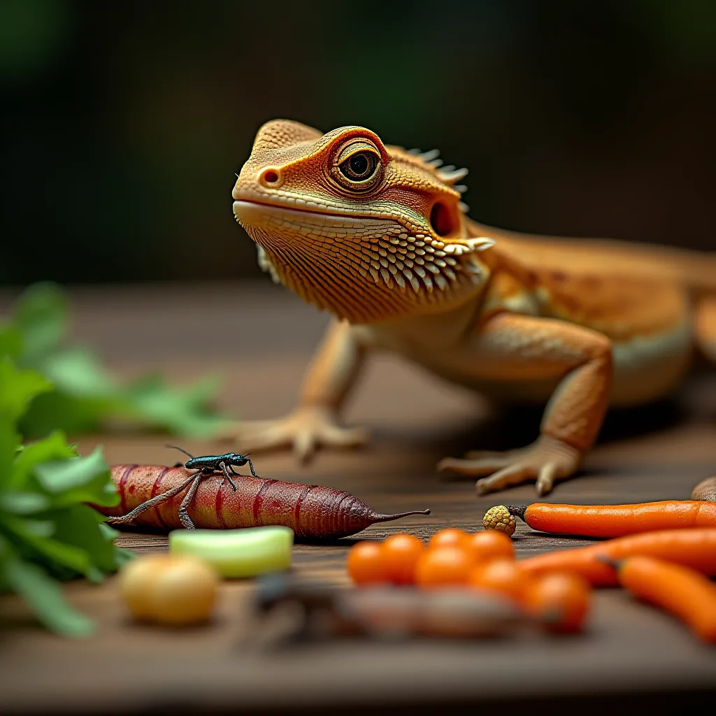 Dragão barbudo bebé a comer grilheto — alimentação insecto 80% na fase bebé