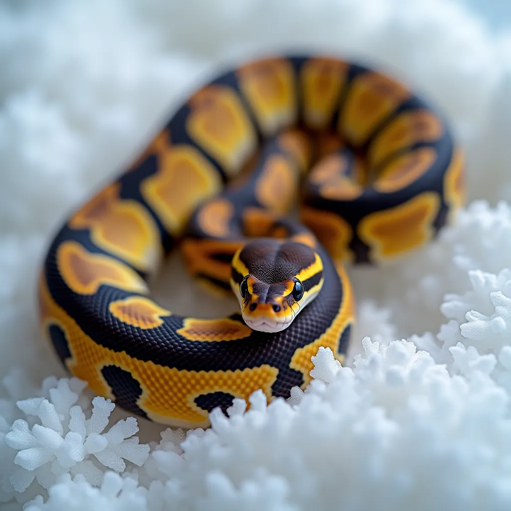 ball python coiled in heated enclosure winter care