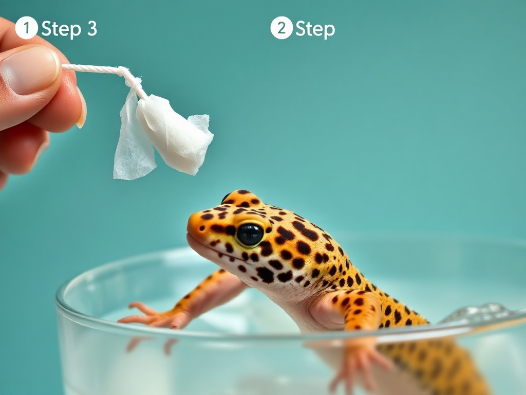 Remoção segura de muda presa em gecko leopardo com swab e banho tépido