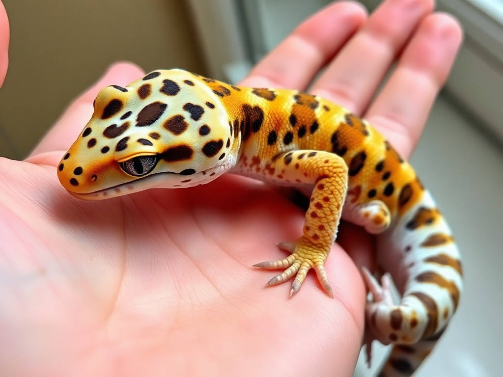 Gecko leopardo saudável com pele limpa e vibrante após muda bem-sucedida