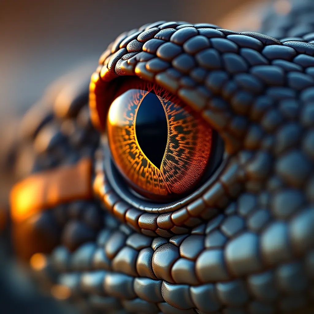 Olho de reptil com escamas detalhadas
