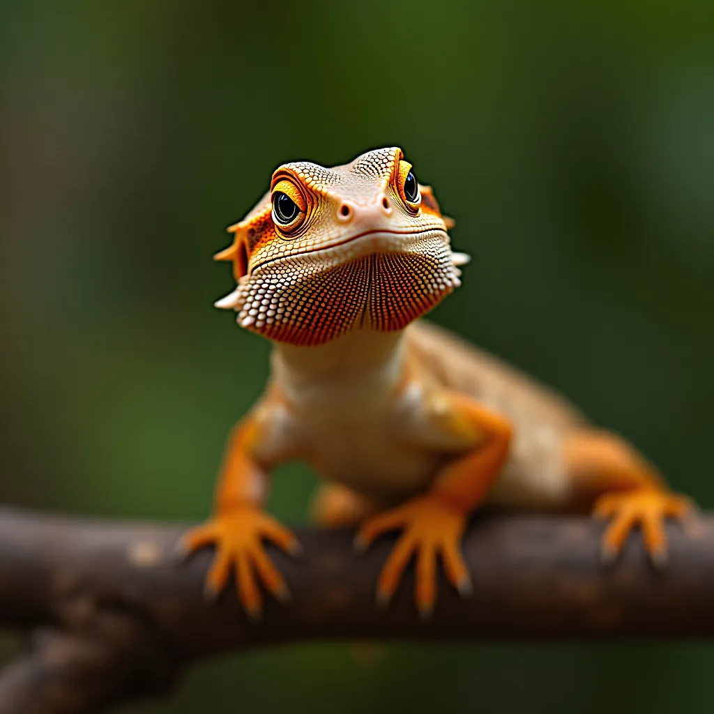 Dragao barbudo no galho natural