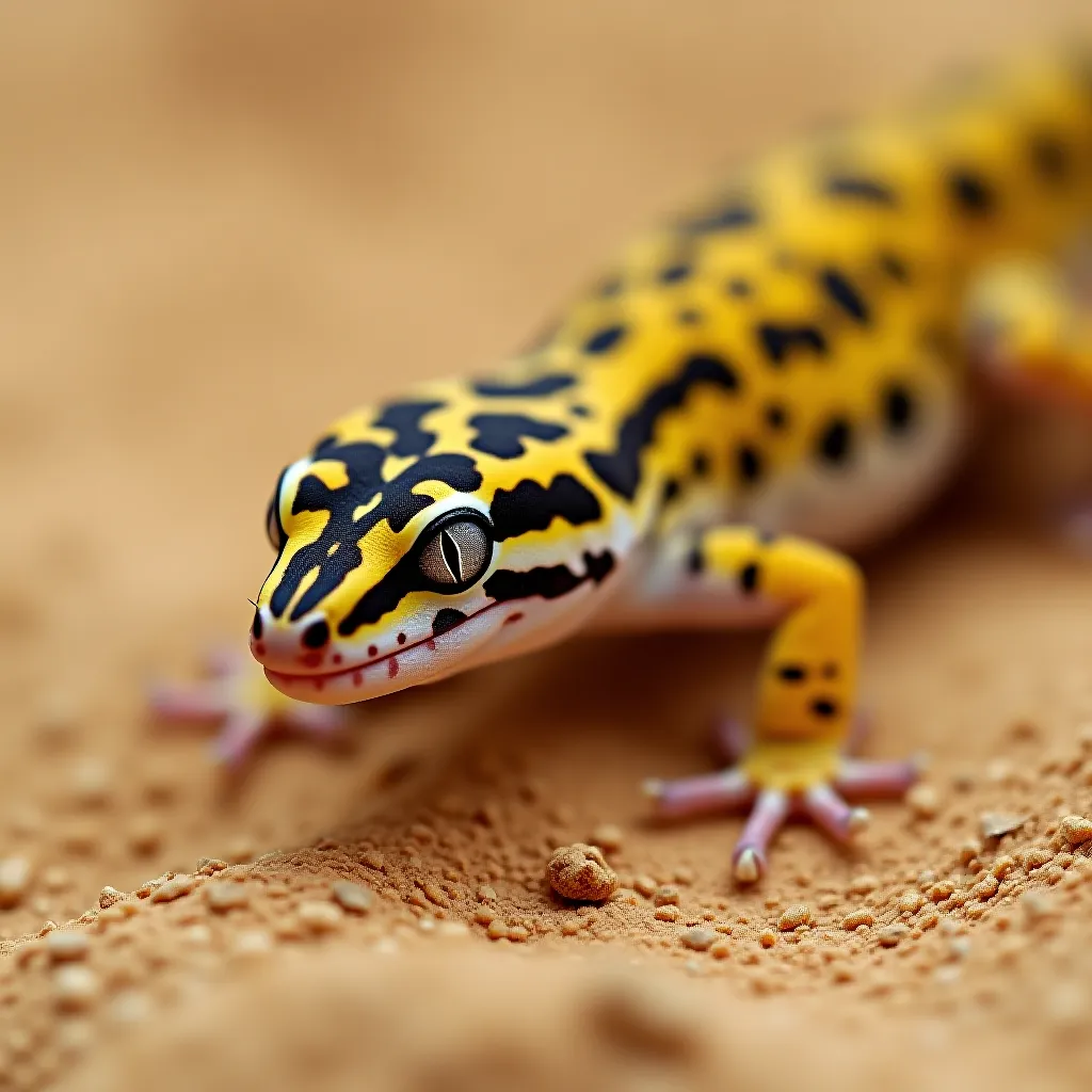 Gecko leopardo na areia