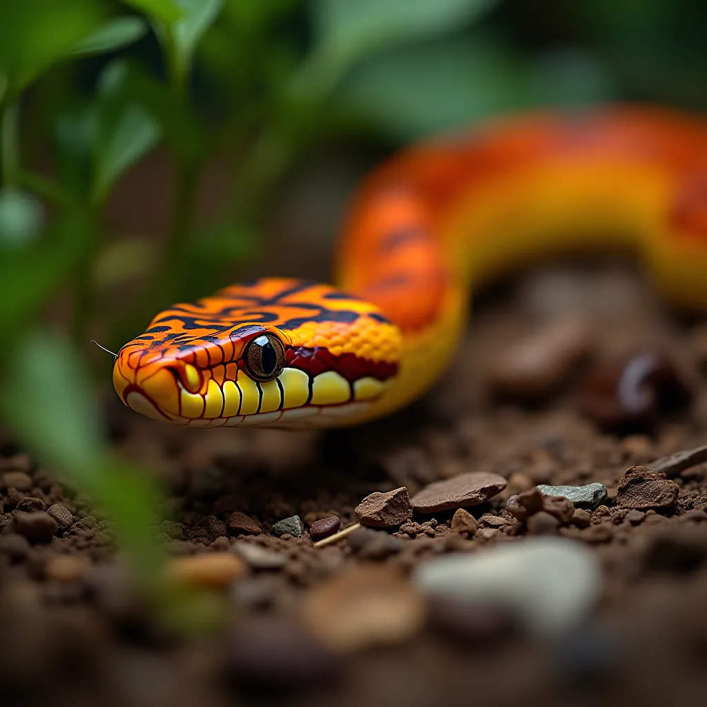 Cobra corn snake explorando