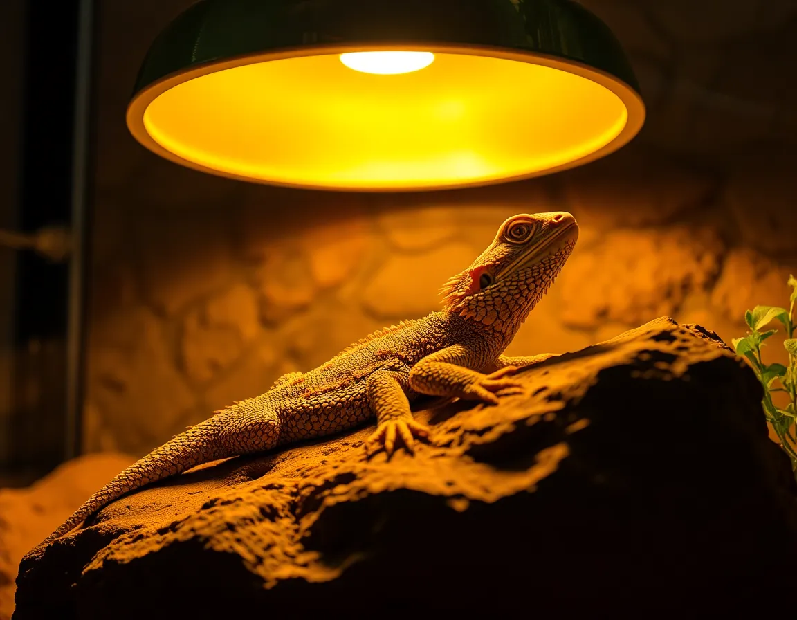 dragao barbudo tomando banho de luz gradiente termico