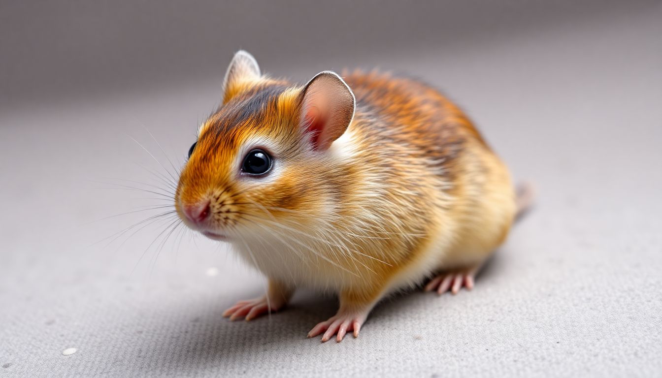 Gerbil como pet — roedor da mongólia explorando habitat com substrato profundo